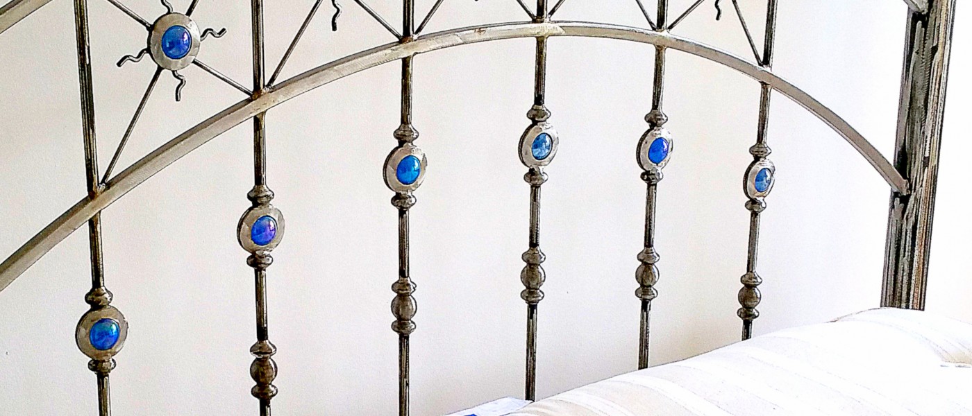 Handmade metal bed ,with  glass balls