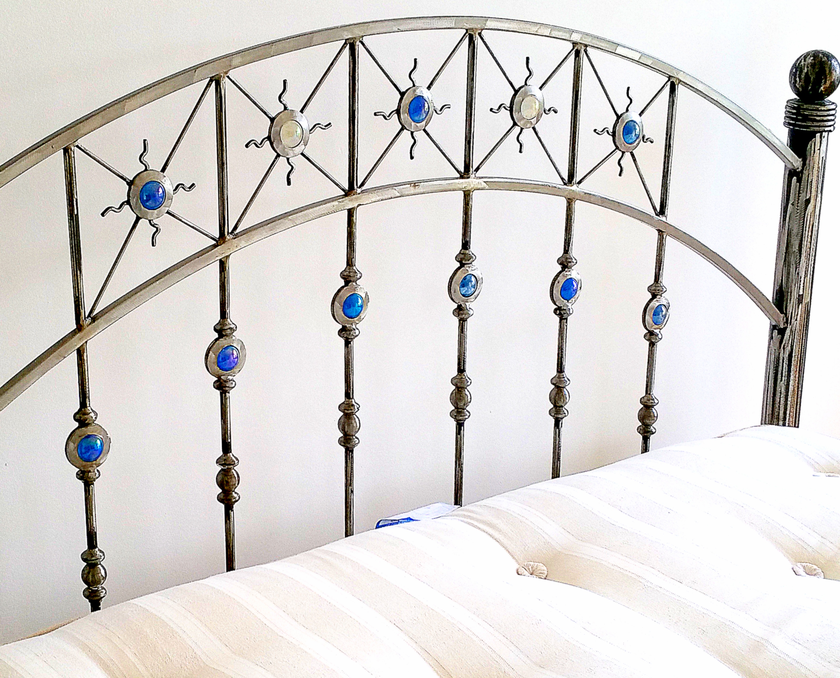 Handmade metal bed ,with  glass balls